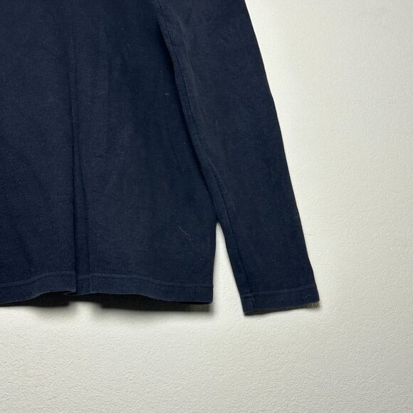 VTG Roundtree & Yorke Sweater Men L Striped Embroidered Black Blue Fall Cozy - Picture 6 of 9